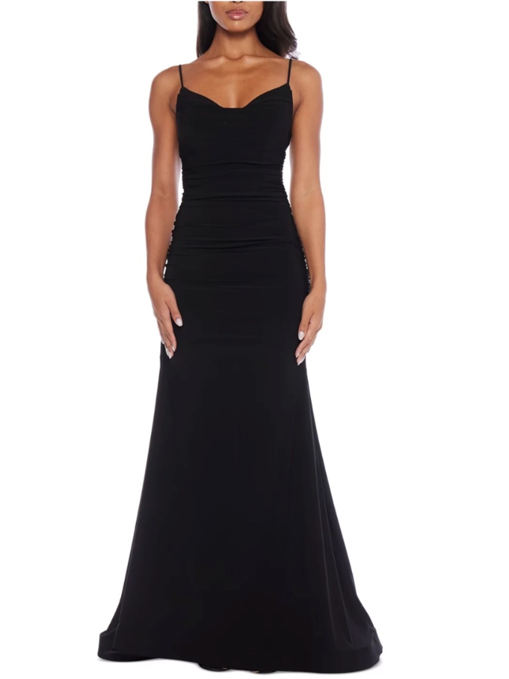 B Darlin Juniors' Sweetheart-Neck Ruched Sleeveless Gown Black NWT